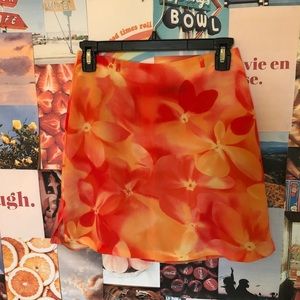 Y2K floral orange skirt